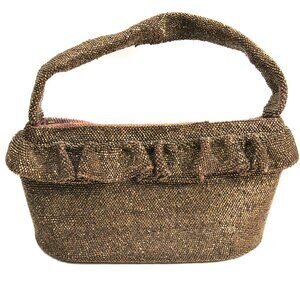 1940's VINTAGE BRONZE BEADED EVENING BAG PURSE